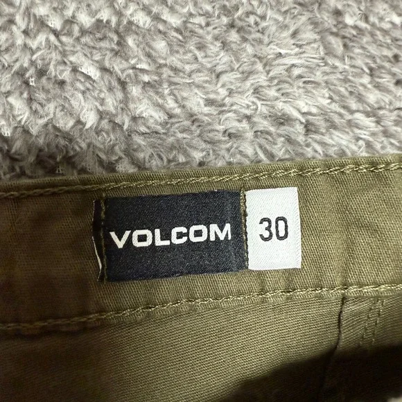 Volcom Mens Shorts Size 30 Olive Green Casual Flat Front Chino Skate - Picture 3 of 7